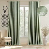 MIULEE 100% Blackout Curtains 84 inches Long, Linen Curtains & Drapes for Bedroom Back Tab Living Black Out Window Treatments Thermal Insulated Room Darkening Rod Pocket, Sage Green, 2 Panels - Miulee